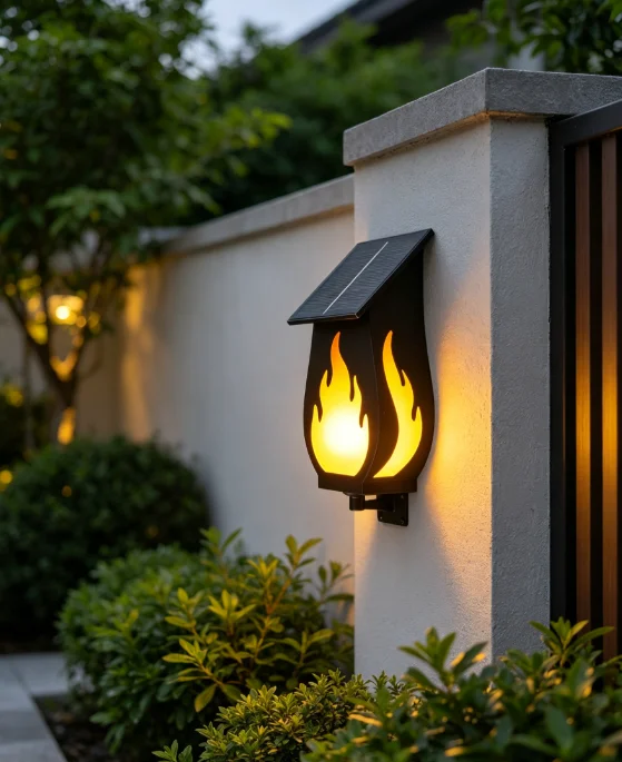 Solar Garden Light - Solar-Wandleuchte für den Außenbereich, Flammen-Atmosphärenlicht, kreative
