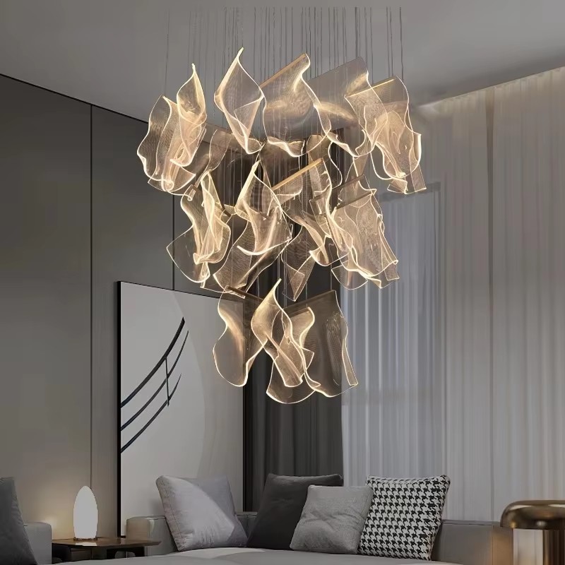 Sustainable Living Guide - Lichtleiter-LED-Kronleuchter, Beleuchtung für Duplex-Rolltreppe, Postmoderne Kreative