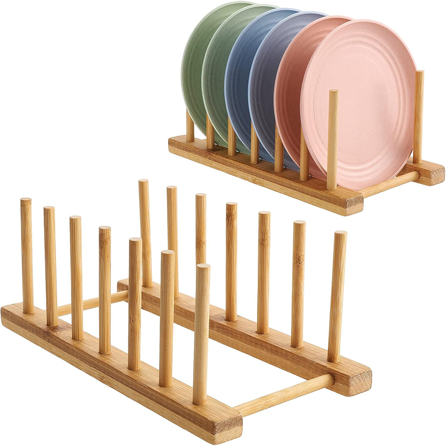 Bamboo Cutlery - 1 Stück/2 Stück Bambus-Spülgestell, Tellerhalter, Aufbewahrungsregal,