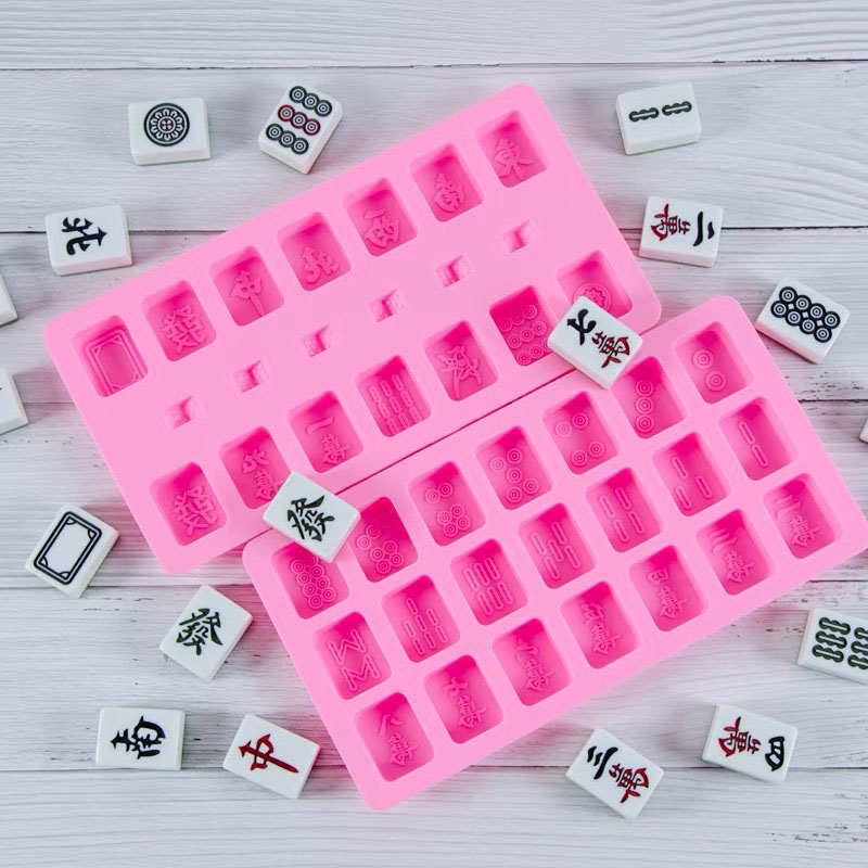 Eco Soap - Chinesisches Mahjong-Stein-Set, Silikonform, Würfel, Schokolade, Seife,