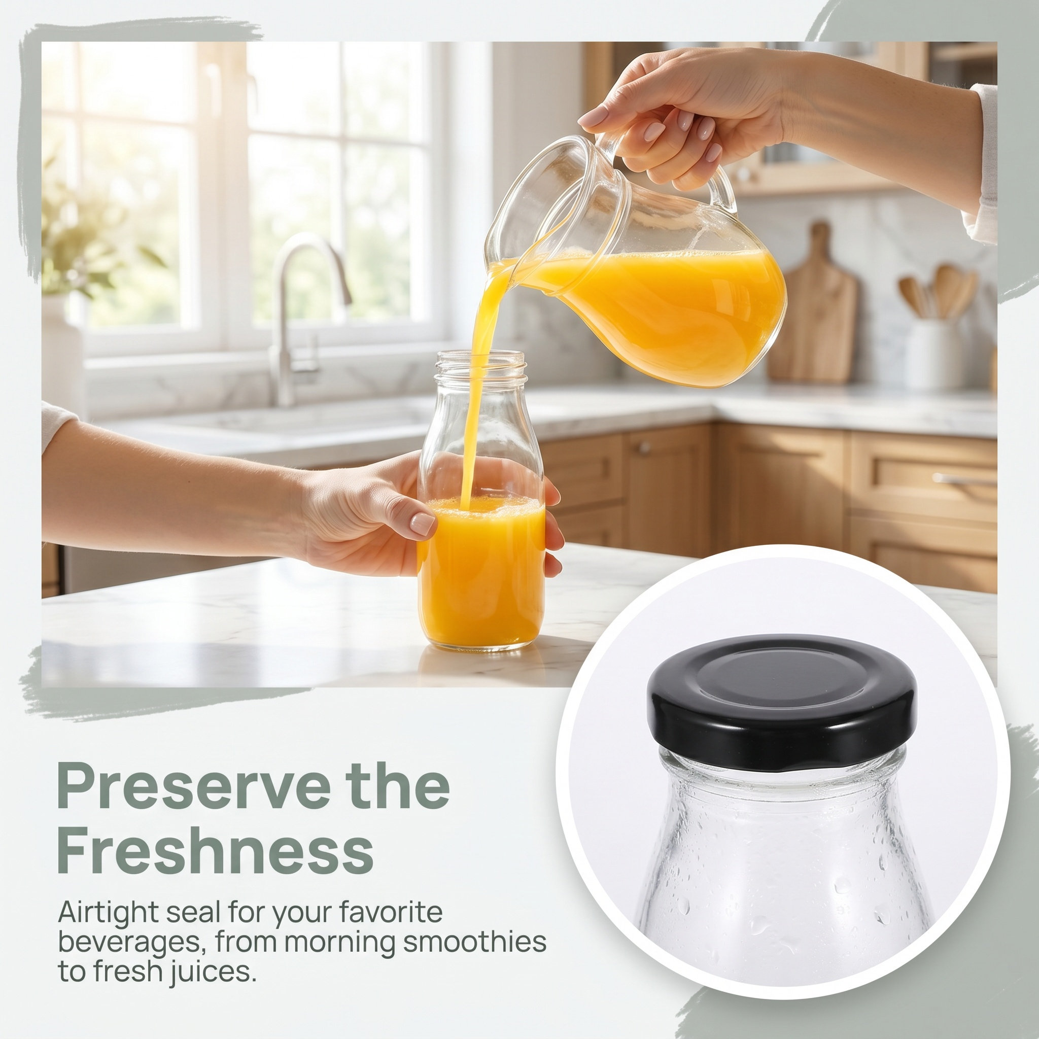 Reusable Bottle - 4 Stück Milchflaschen aus Glas, 250